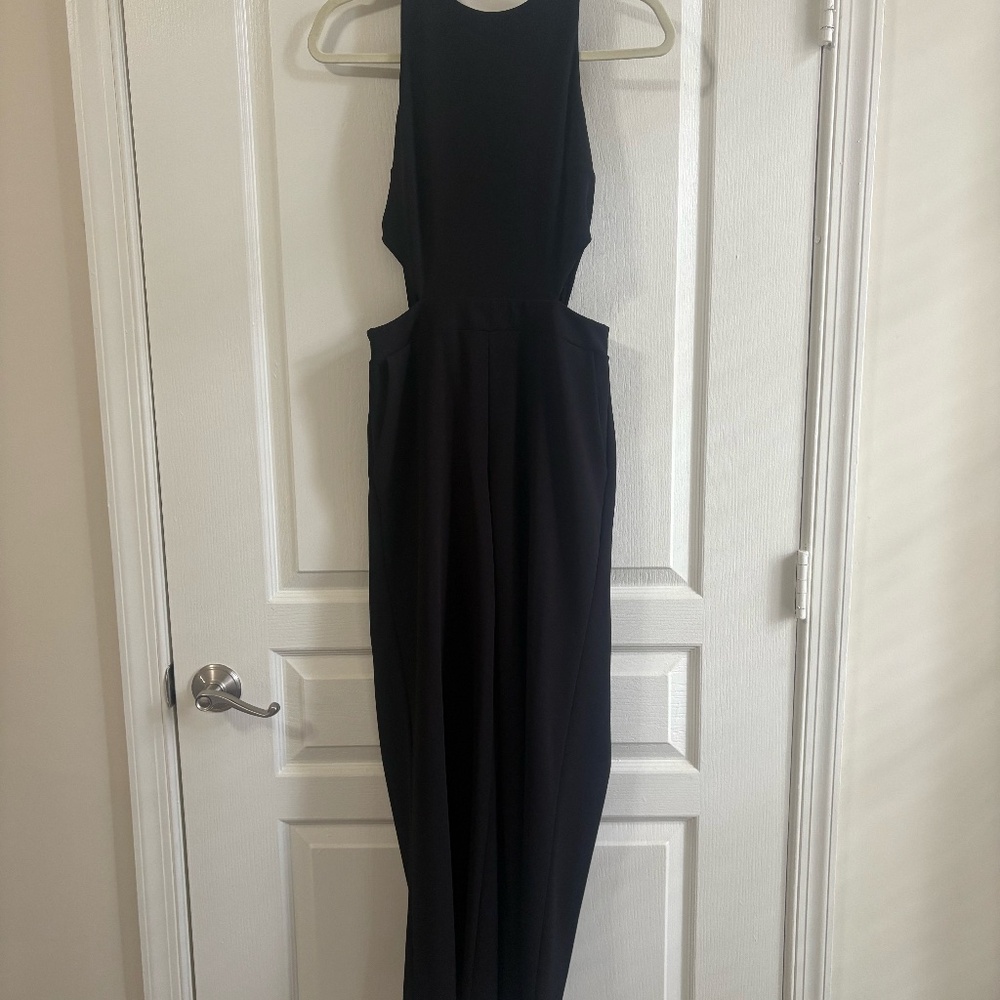 Black Cutout Jumpsuit with Pockets